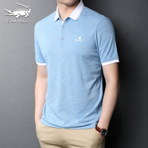 Crocodile summer mens short sleeve T-shirt Slim lapel polo shirt youth Korean trend mens shirt thin