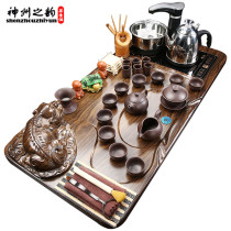 Automatic tea tray Tea set Household ceramic Kung Fu tea set Intelligent induction cooker Tea table Tea ceremony Solid wood set