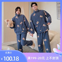 Lovers pyjamas winter coral suede thickened warm and soft Mianmian Leisure Livemen Residence Uniform for men and women Autumn and winter suits New