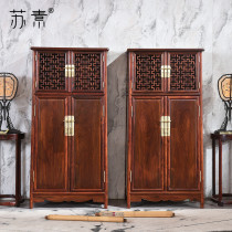 Su Su Ming-style redwood furniture-Lao Lao large red acid branches of red wood noodle cabinet save 10000 characters