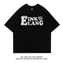 AWE GOD original American retro unreal letter short-sleeved top 2022 summer new casual T-shirt tide