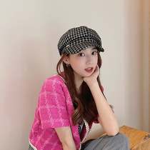 Day Ensemble Berets Women Autumn Winter Nets Red Little Scents Black Color with small painters cap retro Inron plaid navy hat