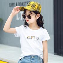 Short-sleeved T-shirt children 12-year-old primary school white pullover trend breathable summer short-sleeved girl ins tide kindergarten