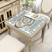 European style square table tablecloth waterproof and oil-proof disposable soft glass table mat table PVC eight immortals table Square Square