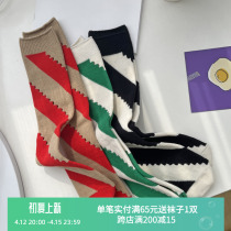 Hollowed-out Diagonal Stripe Dongle Socks Children Spring Summer Tidal Socks Mesh Red Pure Cotton Collared Cotton Socks Splicing Cotton Socks