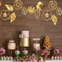 Birthday pull flag bronzing flower leaf pull flag baby birthday arrangement wedding room dessert table decoration pull flower