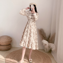 Broken Flowers One-piece Dress Code Vintage Doll Collar Collection Waist Long Skirt High Waist Fairy Gassen Series 2021 Early Spring New Womens Dress