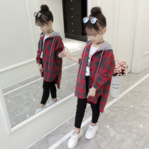  Girls plaid jacket 2019 spring and Autumn new childrens clothing childrens Korean version of the fashionable thin top in the big child Western style