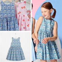 J good goods recommended ~ woven double cotton 4-12 years old childrens spring and summer floral dress blue and white porcelain