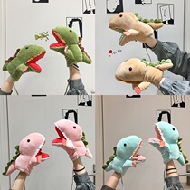 Funny gloves men and women autumn and winter Korean creative cartoon hanging neck plush cute little dinosaur Japanese couple gloves