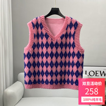 2022 New Sheep Shearing Coat Diamond-shaped Vest Vest Fur Lamb Fur Coat Women