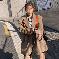  Maybins Korea 19 early spring new fashion and handsome solid color straight single-breasted blazer