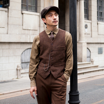 SOARIN INDEPENDENT VINTAGE British TWEED SUIT VEST MENs antique stitching suit horse clip vest wool