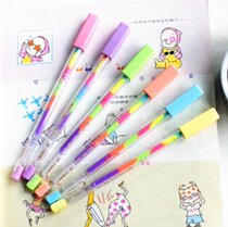 10 send 2 Brandi stationery rainbow gel pen 6 color in one six color fluorescent photo album pen color pen color color change refill
