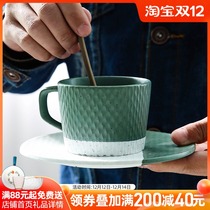 Japanese striped matte colored ceramic mug coffee cup saucer creative spot Office water cup milk tea cup