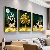 Living room decoration painting modern simple sofa background wall painting Bedroom dining room hanging painting Crystal porcelain with diamond triptych mural