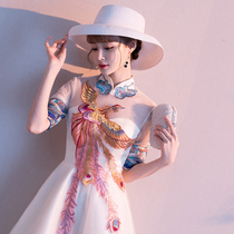 Bridesmaid dress female high-end light luxury niche host chorus performance Party banquet temperament evening dress Chinese style