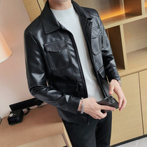 Pilots leather jacket mens locomotive suit Han edition PU coat coat skinny cutting casual coat