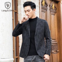 Autumn and Winter Korean version of fashion casual small suit Young men slim single West large size wool suit jacket mens trend