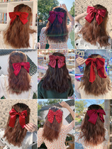  ins womens red big bow hairpin Japanese headdress adult back of the head large black hairpin hair rope hair accessories