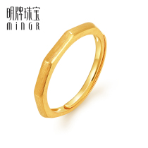 Ming brand jewelry gold ring full gold live mouth neutral cool simple ring female ring AFM0126