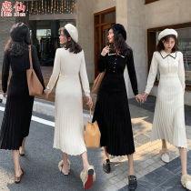 The base temperament is long over the knee with a coat knitted skirt small sweater dress womens autumn and winter