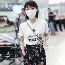 Cherry French PINKO summer Prince Wen with environmental organization treedom charity tree planting letters white T-shirt