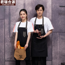 Fashion denim apron custom coffee shop milk tea bakery waiter work clothes catering neck waist