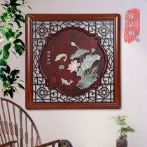 Dongyang wood carving decorative painting Chinese decoration indoor background wall Living room antique jade carving wall hanging wall pendant solid wood