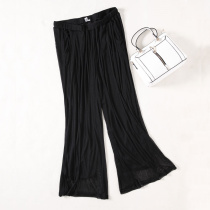 Double knitted silk mesh wide leg pants summer loose slim slender slack pants elastic waist skirt pants ankle-length pants
