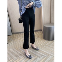 2021 Spring and Autumn new micro horn suit pants women high waist slim straight tube loose texture elastic ankle-length pants CI