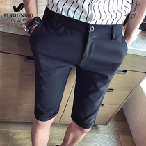 Fugui bird summer new five-point pants mens fashion British casual Korean version of trousers shorts mens slim Joker straight tube