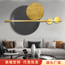  Three-dimensional personality decorative painting living room large sofa background wall hanging painting contrast round crystal porcelain painting modern light luxury mural