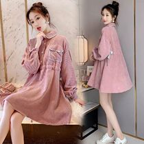 Ocean Gas Pregnant Woman Autumn Dress Surrogacy Belly Woman Two Suits out of fashion Fairy Light Core Suede Pregnant Woman Dress Dress