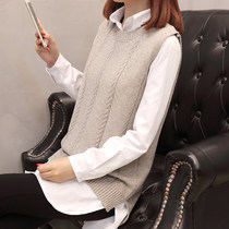 2021 Spring and Autumn New Korean Knitted Vest Womens Vest Round Neck Loose Joker Sleeveless Sweater