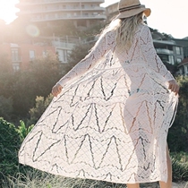 Hollow lace swimsuit cardigan womens long sleeve bikini outside long sunscreen fairy fan beach skirt super fairy Air