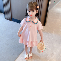 Girls dress Summer short sleeves Long-style Polo skirt 2022 New Yangqi Childrens clothing little girl Summer money