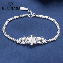 s999 foot silver butterfly love flower sterling silver bracelet female Japanese and Korean version of simple birthday Tanabata Valentines Day gift for girlfriend