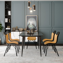 Italy imported rock board dining table and chair combination Italian minimalist light luxury household small apartment one table four chairs dining table