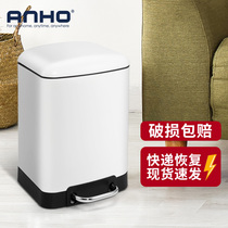 Trash can household stainless steel toilet toilet living room bedroom with lid and covered foot-stepping garbage can