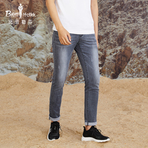 Bjørn Löfven Spring Mens Straight Straight Color Jeans Wash Craft Aged Vintage Denim Trousers