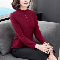 Double-sided velvet undershirt female spring and autumn fashion and foreign air 2022 new middle-aged mother with long sleeves and winter tops