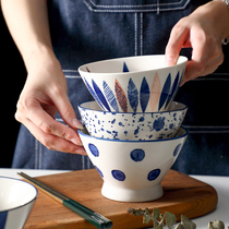 Retro Creative Ceramics High foot bowls Home Anti-scalding Ogastro Noodles Bowls Hand-painted Small Rice Bowls rice bowls Snack Snack Bowl