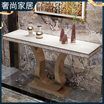 Lotte luxury porch stainless steel hotel aisle wall decorative cabinet art entry marble porch table
