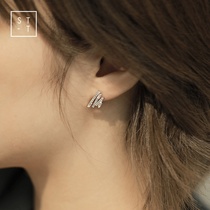 Mrs. Shen S925 sterling silver jewelry female day Korean polyline geometric earrings creative design personality temperament earrings