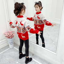 Girls sweater 2021 new autumn and winter children foreign gas mink velvet thread clothes winter girls interior warm base shirt