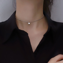 925 sterling silver Lucky Bean letter necklace female ins cold wind neck chain simple short temperament Net red choker