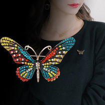 Butterfly Chest Needle Day Style New Water Drill Chest Flower Atmosphere Neckline V Collar Fixed Buttoned Needle Skirt Sweater West Suit Pins