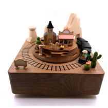 Taiwan wooden music box around the circle music box Boy birthday gift Girlfriend train Muyu forest live fun