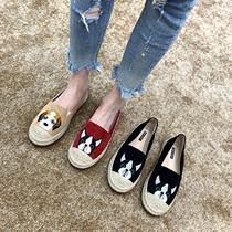 Lefos shoes Single shoe woman 2022 Spring new 100 Lap Canvas Woman Shoes Fisherman Shoes Sloth a foot pedal flat bottom shoe